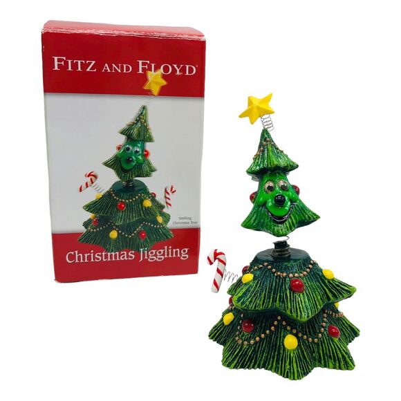 Fitz and Floyd Other - Fitz & Floyd Christmas Jingling Tree Spring Bobble Waving Candy Cane w/ Box READ